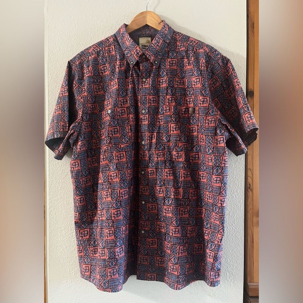 Vintage Solaris Outdoors Men's Shirt SZ XL Fun Design (pink/blue)‎ 80s